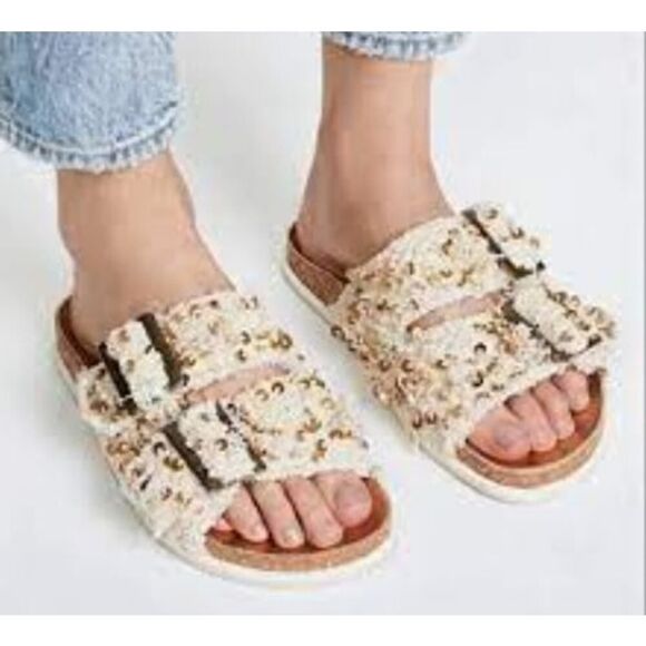 Free People Bali Shaggy Slide Sandals Women's Sz. 39 (US 8.5-9) - Picture 1 of 7